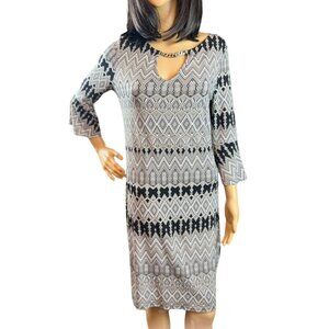 (5 for $25) Jennifer Lopez‎ Keyhole Sheath dress in Retro Geo Print Size Small